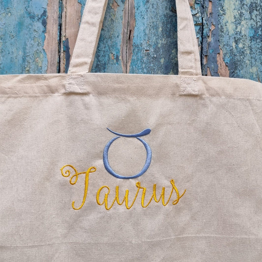 Horoscope Zodiac Embroidered Tote