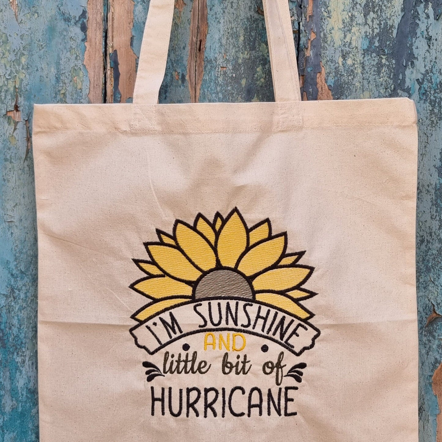 I'm Sunshine and a little Hurricane Embroidered Tote