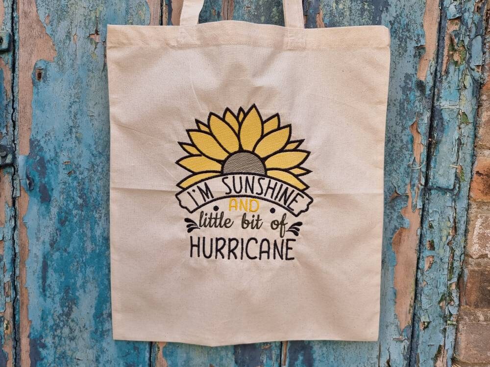 I'm Sunshine and a little Hurricane Embroidered Tote