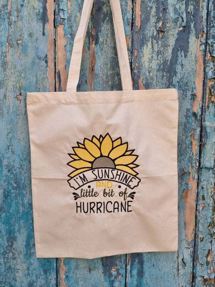 I'm Sunshine and a little Hurricane Embroidered Tote