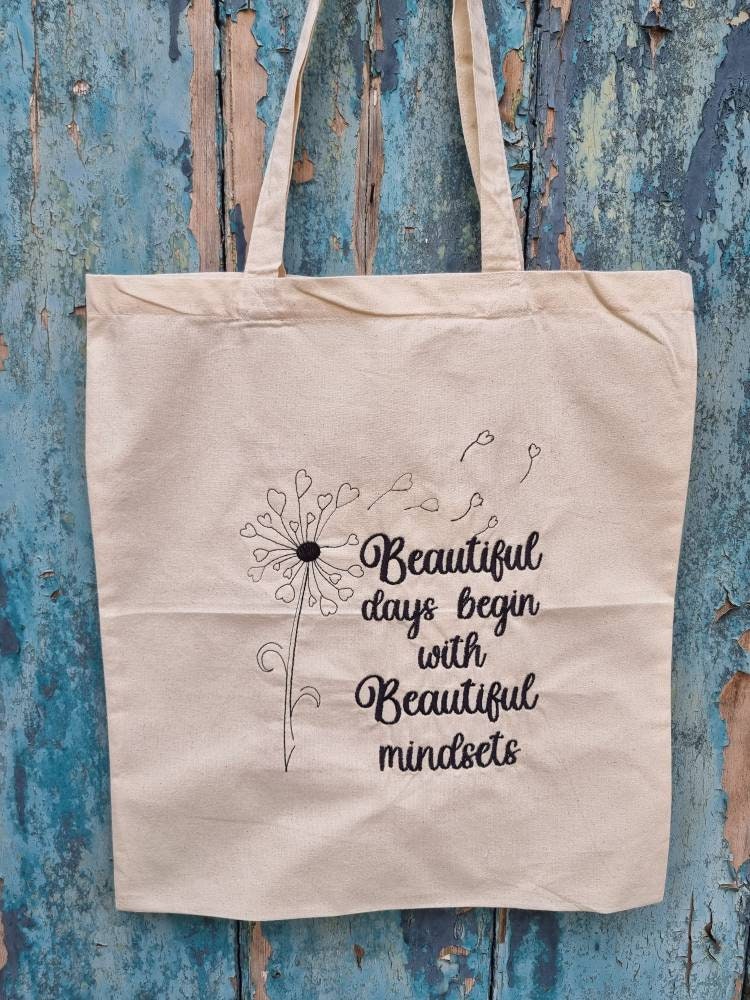 Beautiful Mindsets Embroidered Tote