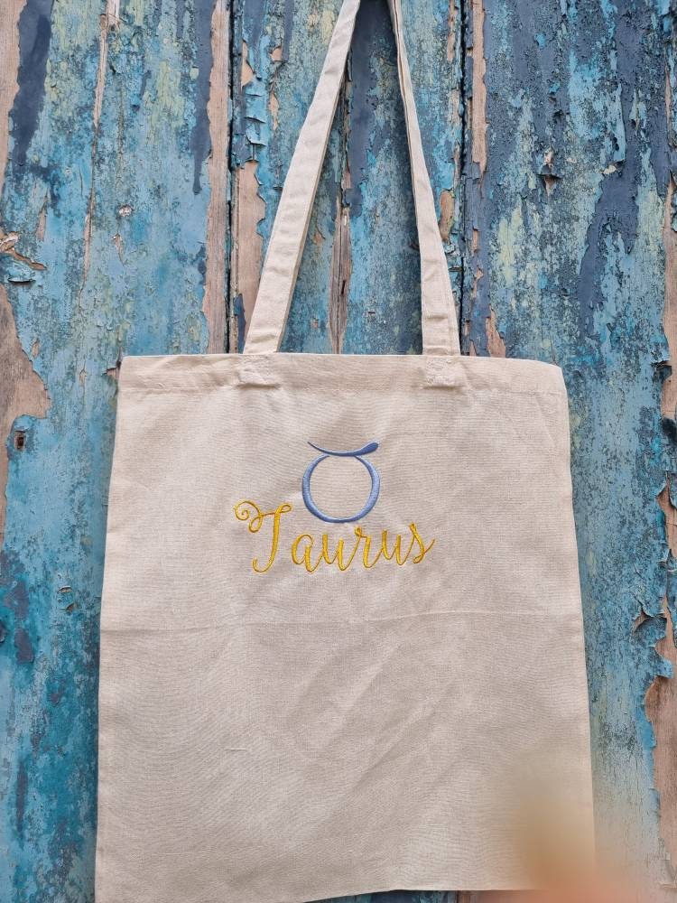 Horoscope Zodiac Embroidered Tote