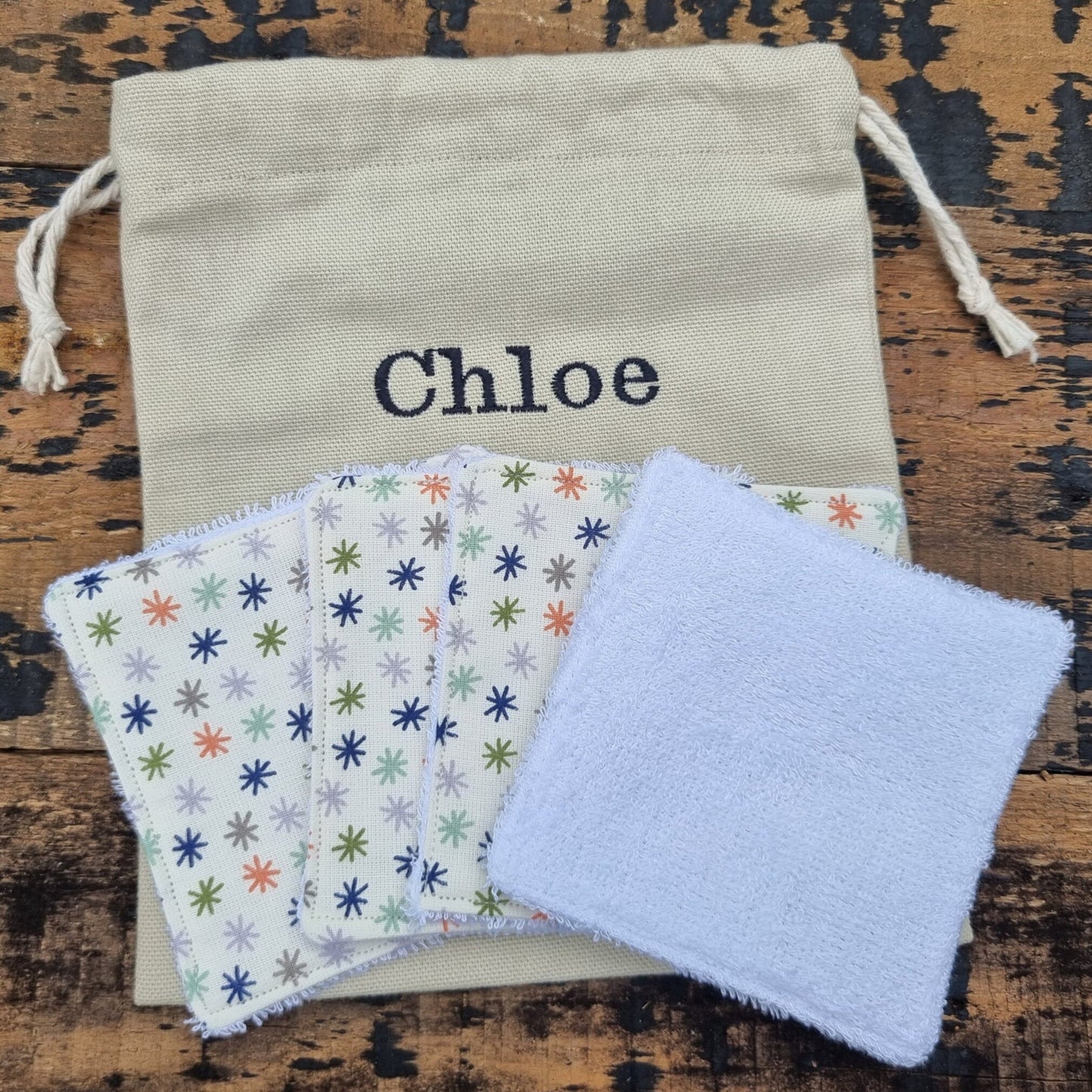 Cute Line Stars Reusable Makeup Wipes | Bamboo Towelling