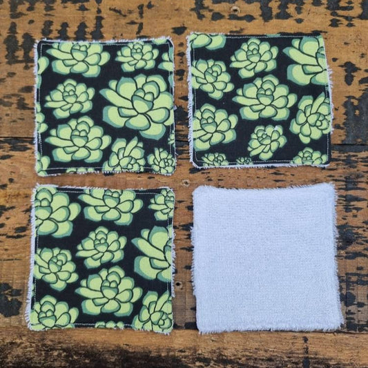 Cute Succulents Reusable Makeup Wipes | Bamboo Towelling