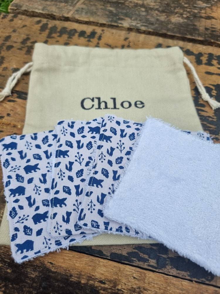 Cute Mini Woodland Reusable Wipes | Bamboo Towelling