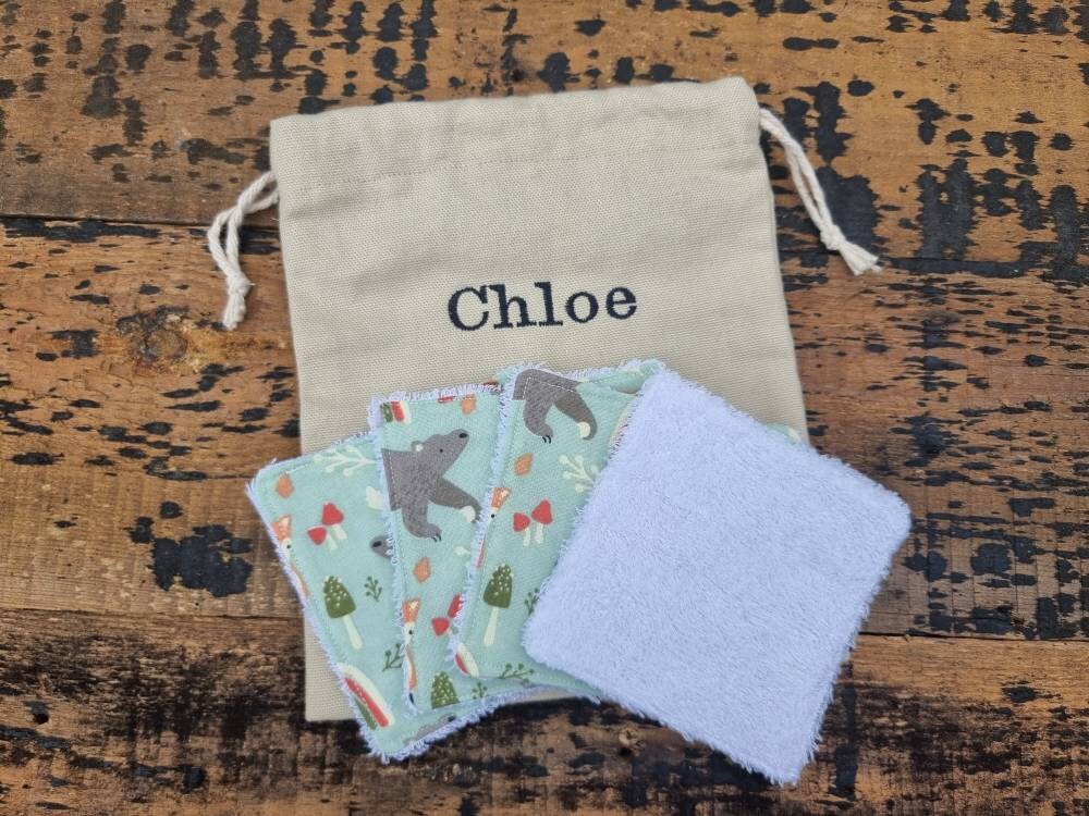 Cute Woodland Animals Reusable Wipes | Bamboo Towelling