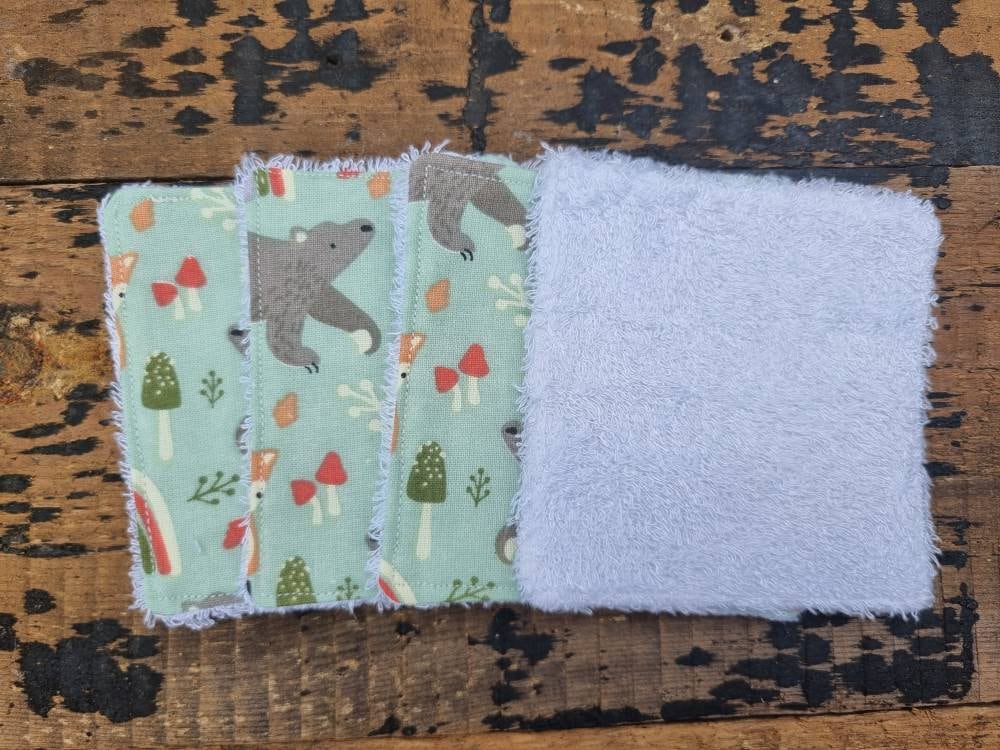 Cute Woodland Animals Reusable Wipes | Bamboo Towelling