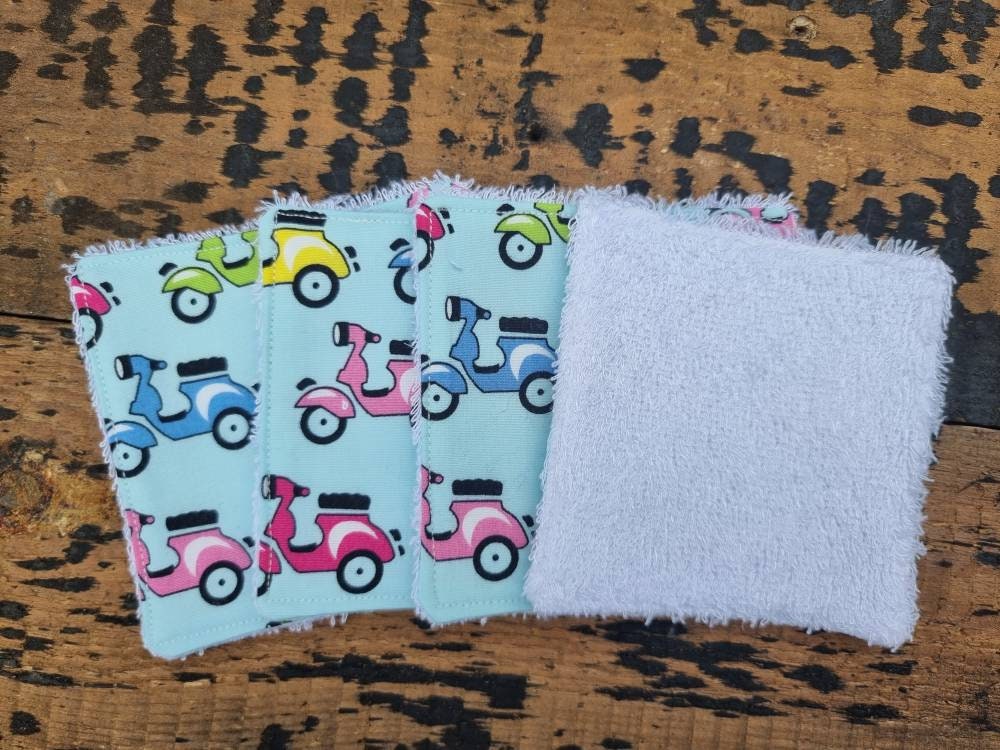 Colourful Moped Reusable Makeup Wipes | Bamboo Towelling