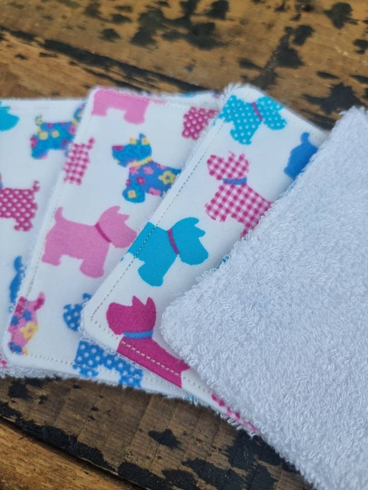 Cute Scottie Dogs Reusable Makeup Wipes | Bamboo Towelling