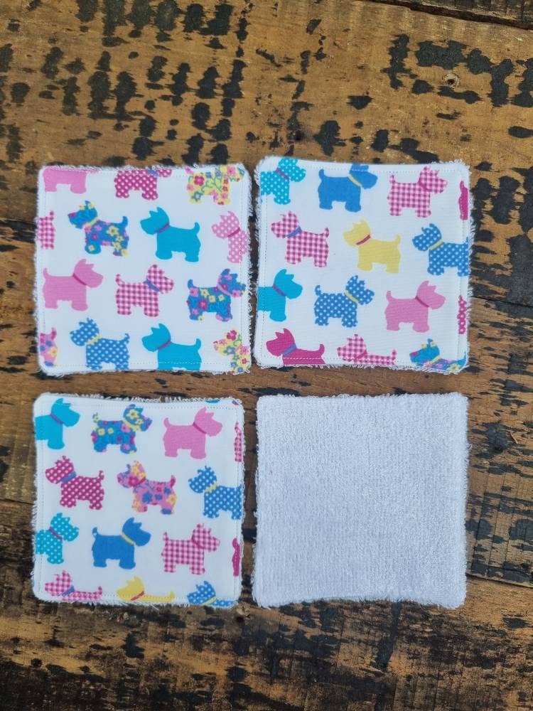 Cute Scottie Dogs Reusable Makeup Wipes | Bamboo Towelling