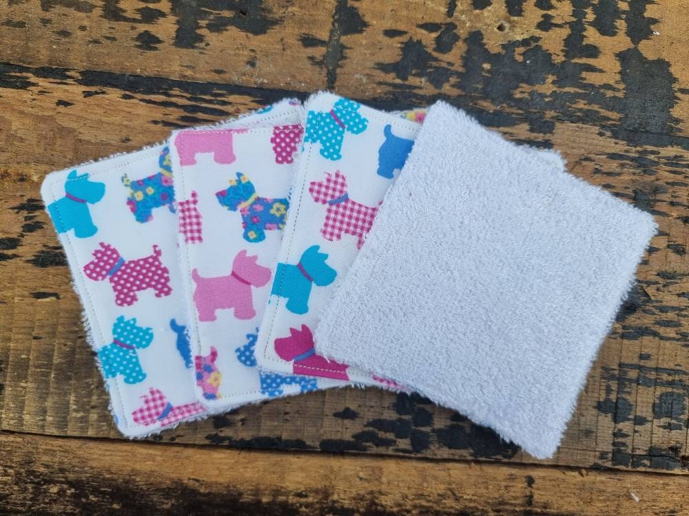 Cute Scottie Dogs Reusable Makeup Wipes | Bamboo Towelling