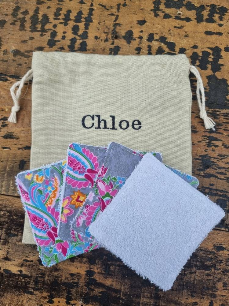 Grey Abstract Floral Reusable Wipes | Bamboo Towelling