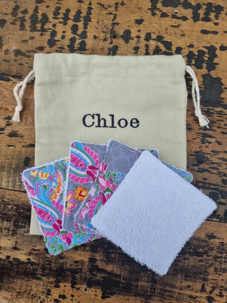 Grey Abstract Floral Reusable Wipes | Bamboo Towelling