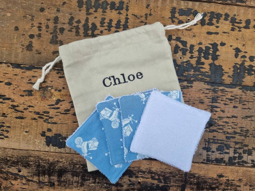 Blue Moped Reusable Makeup Wipes | Bamboo Towelling