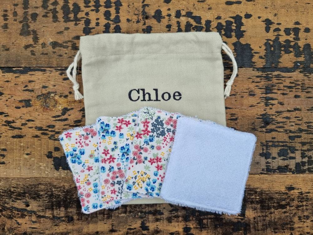 Mini Floral Reusable Makeup Wipes | 100% Bamboo Towelling