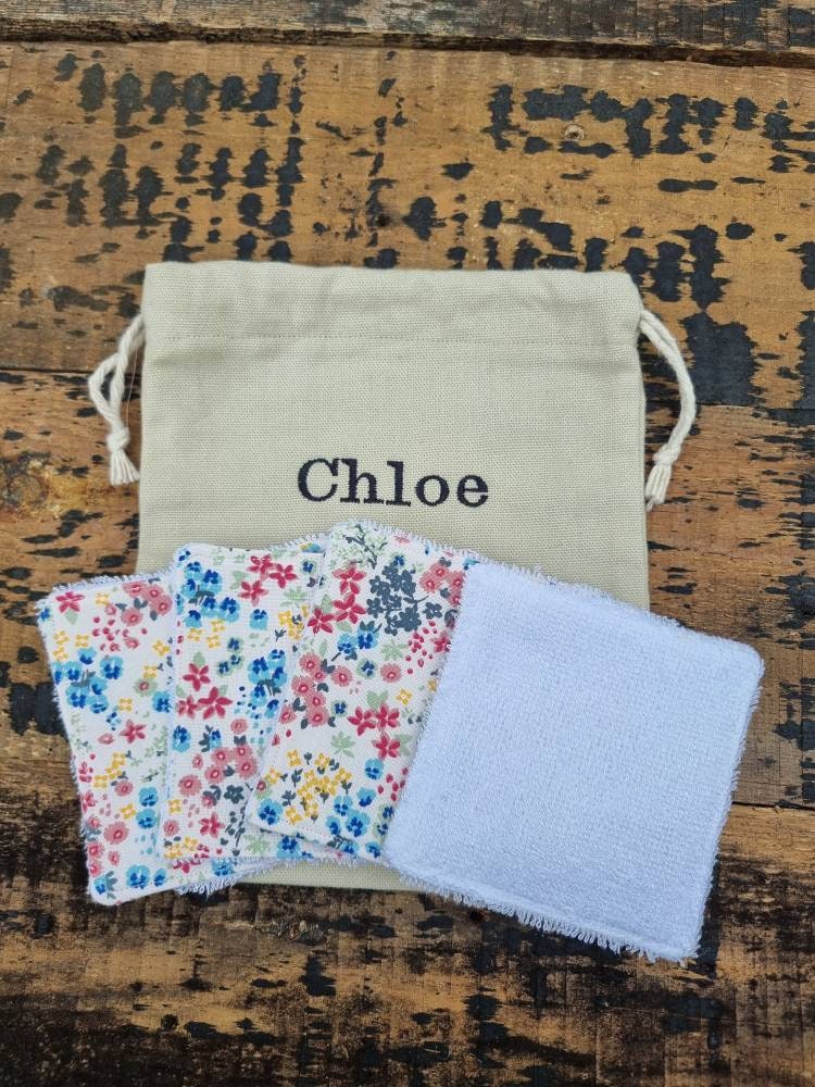 Mini Floral Reusable Makeup Wipes | 100% Bamboo Towelling