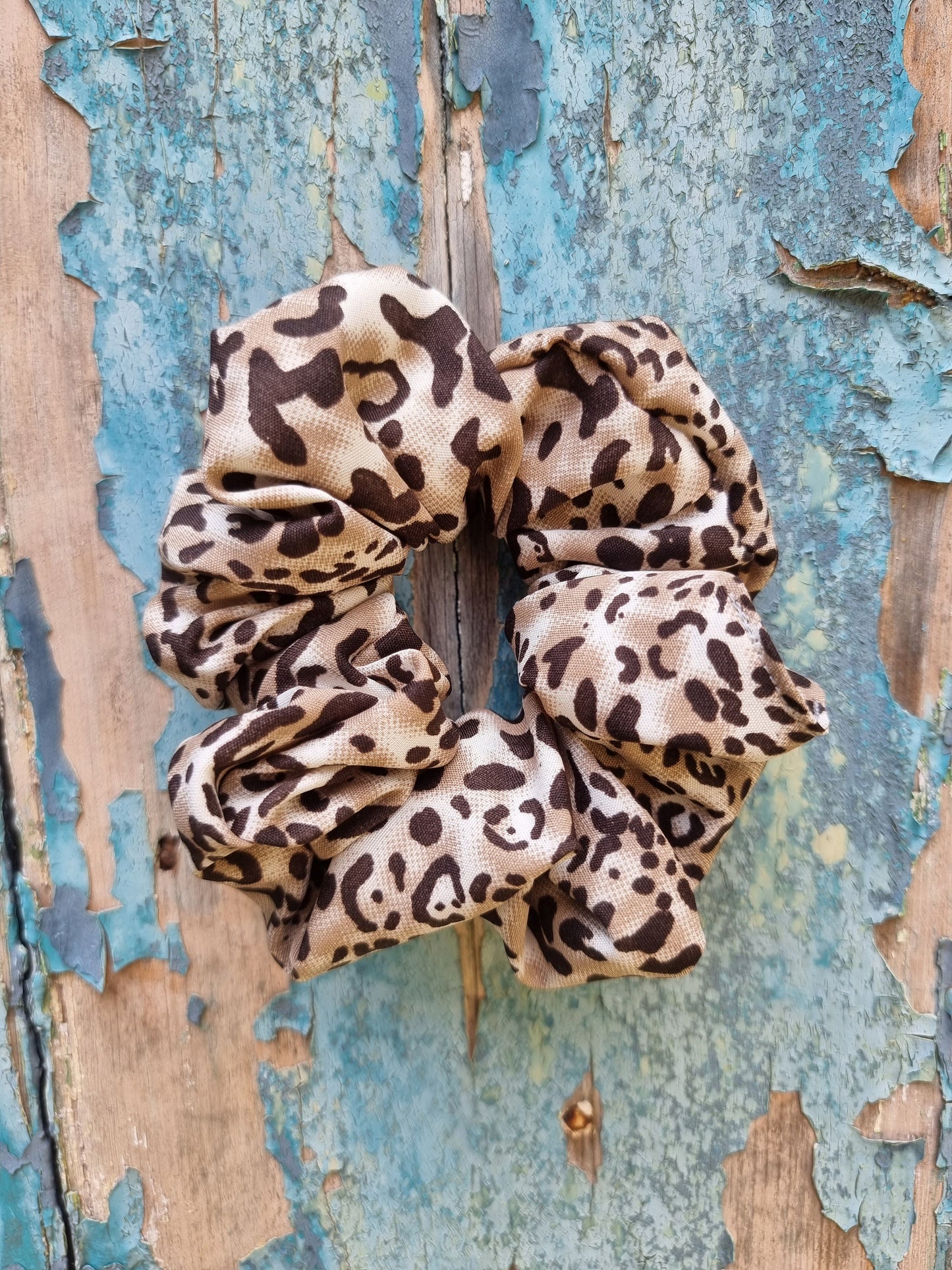 Beige Leopard Print Scrunchie