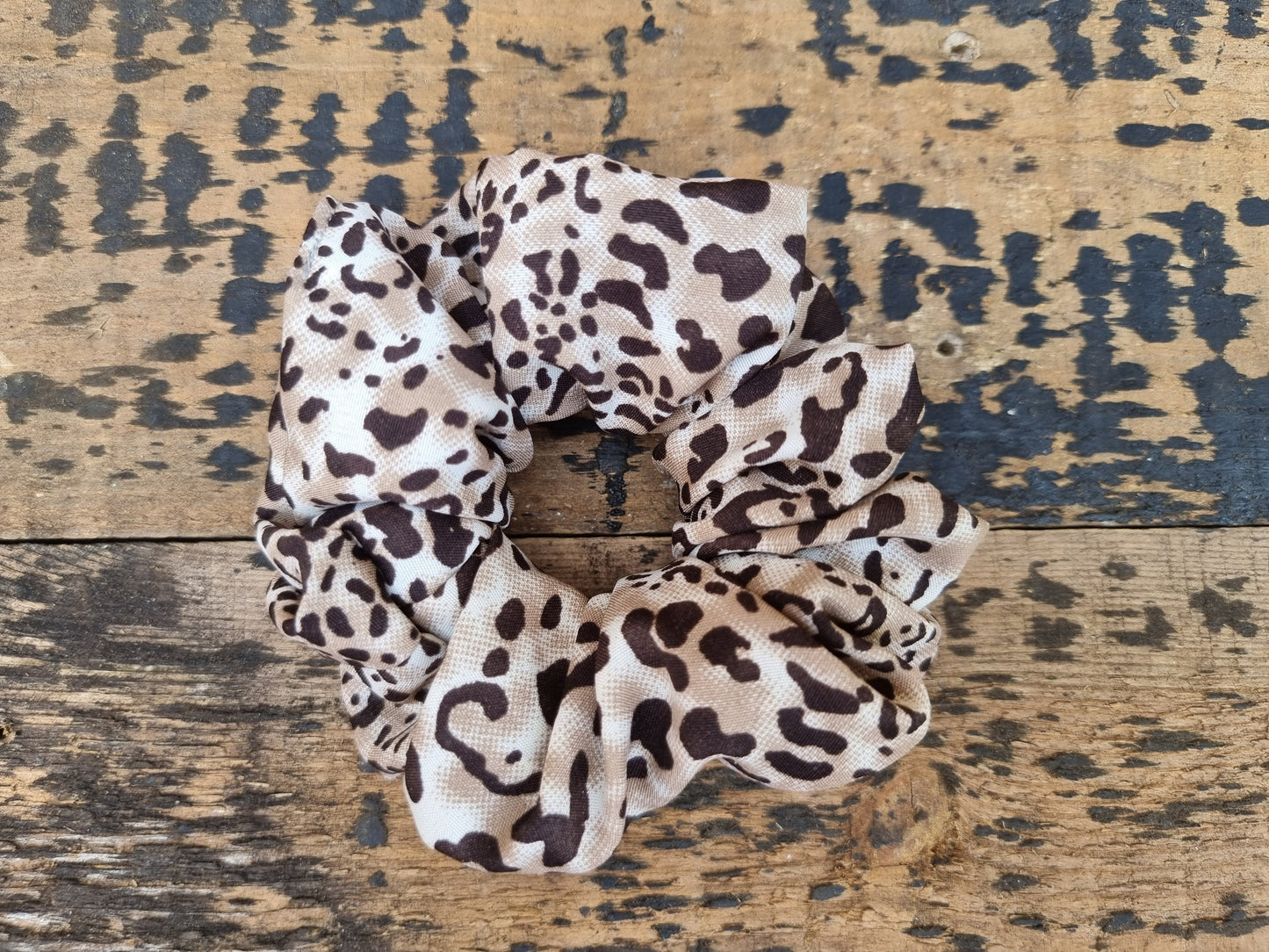 Beige Leopard Print Scrunchie