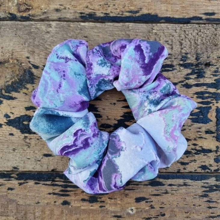 Purple, Grey And Pink Batik Explosion Super Soft Crepe Scrunchie | Hair Tie