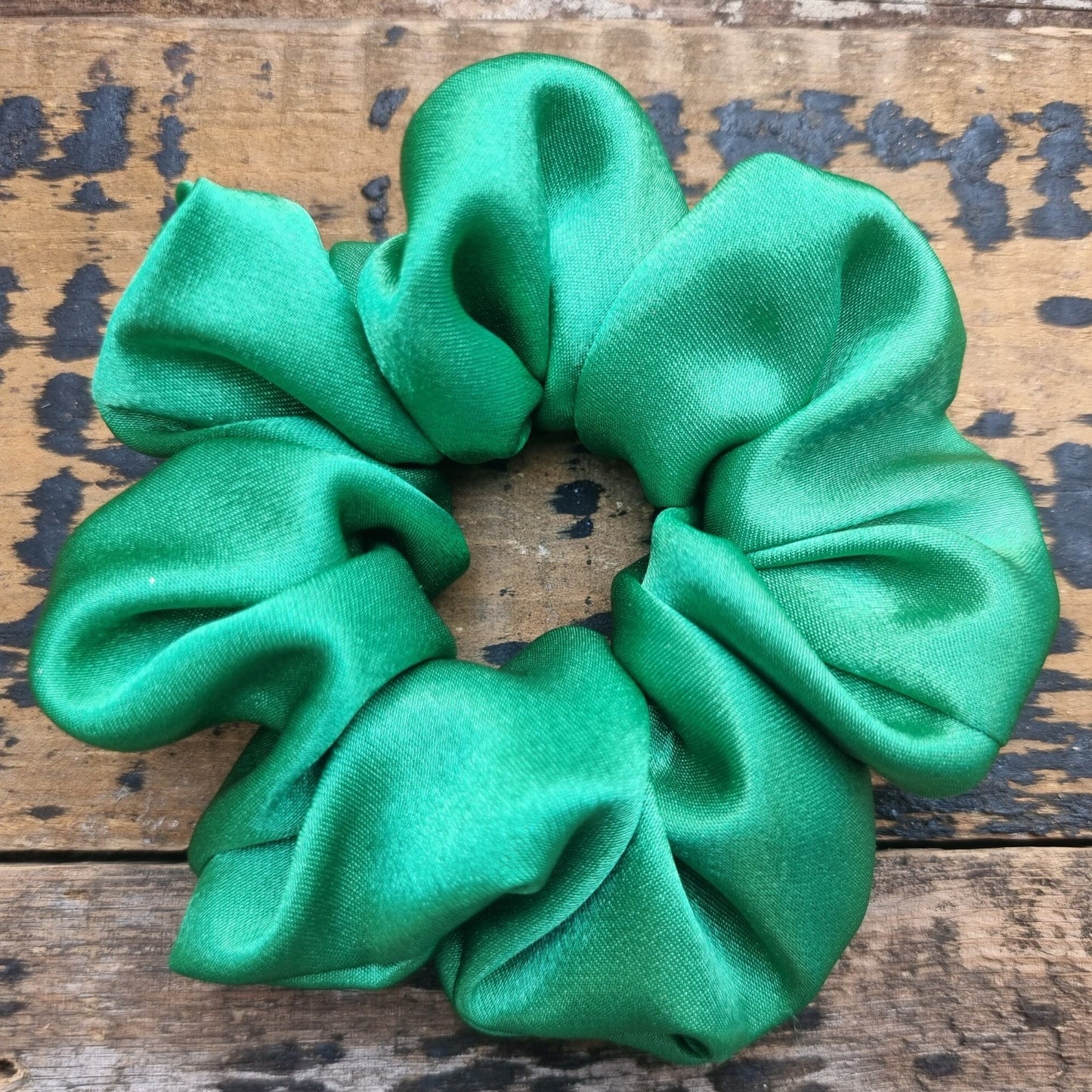 Bright Green Crepe Satin Scrunchie | Hair Tie