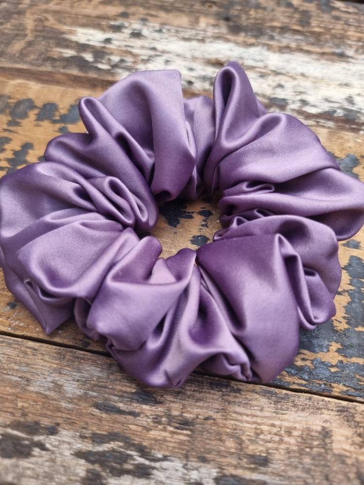 Mauve Purple Soft Satin Scrunchie | Hair Tie