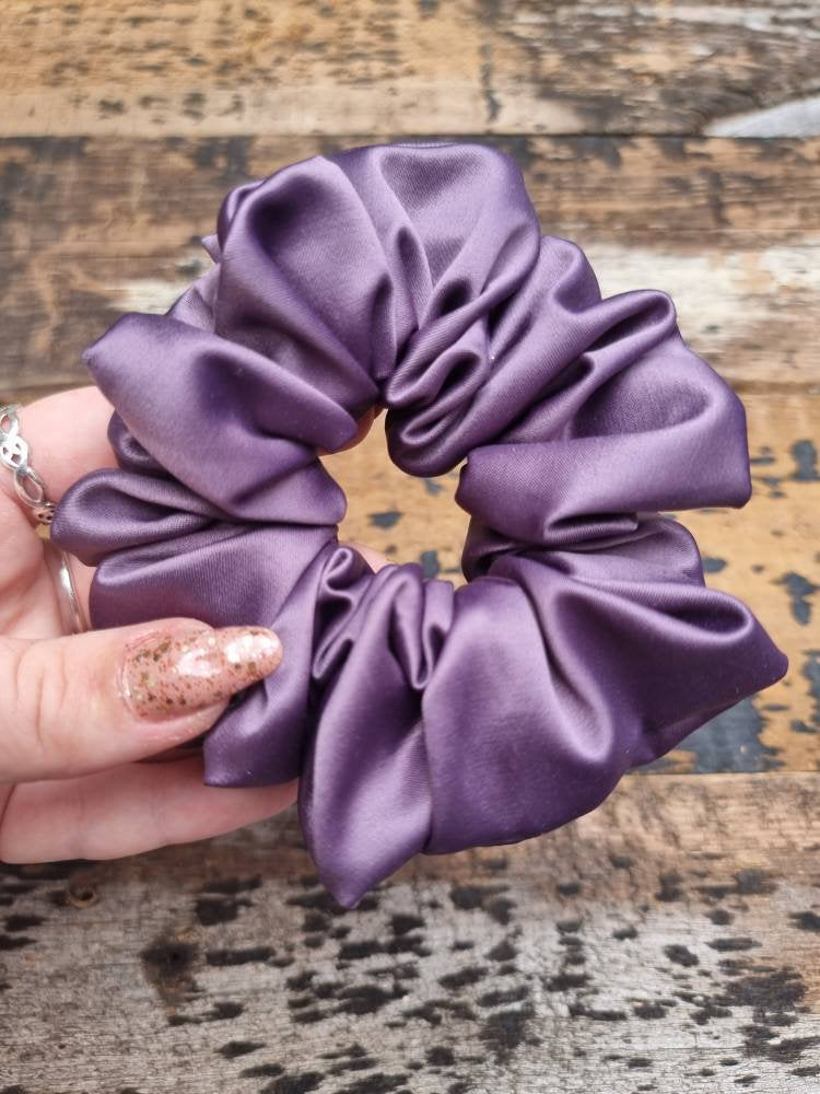 Mauve Purple Soft Satin Scrunchie | Hair Tie