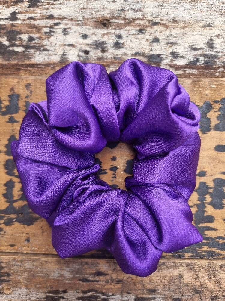 Royal Purple Crepe Satin Scrunchie | Hair Tie