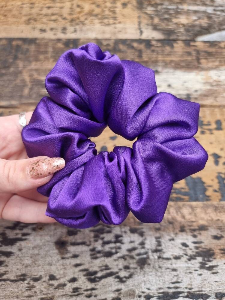 Royal Purple Crepe Satin Scrunchie | Hair Tie