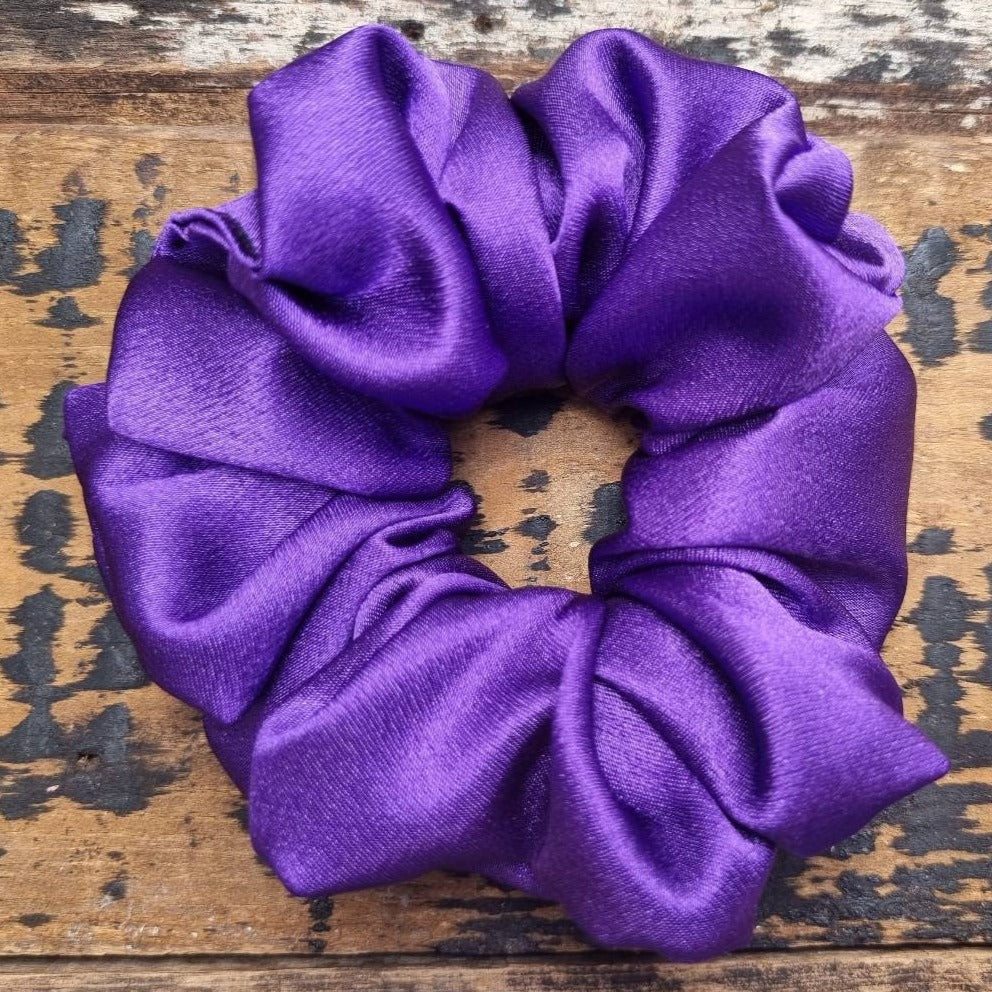 Royal Purple Crepe Satin Scrunchie | Hair Tie