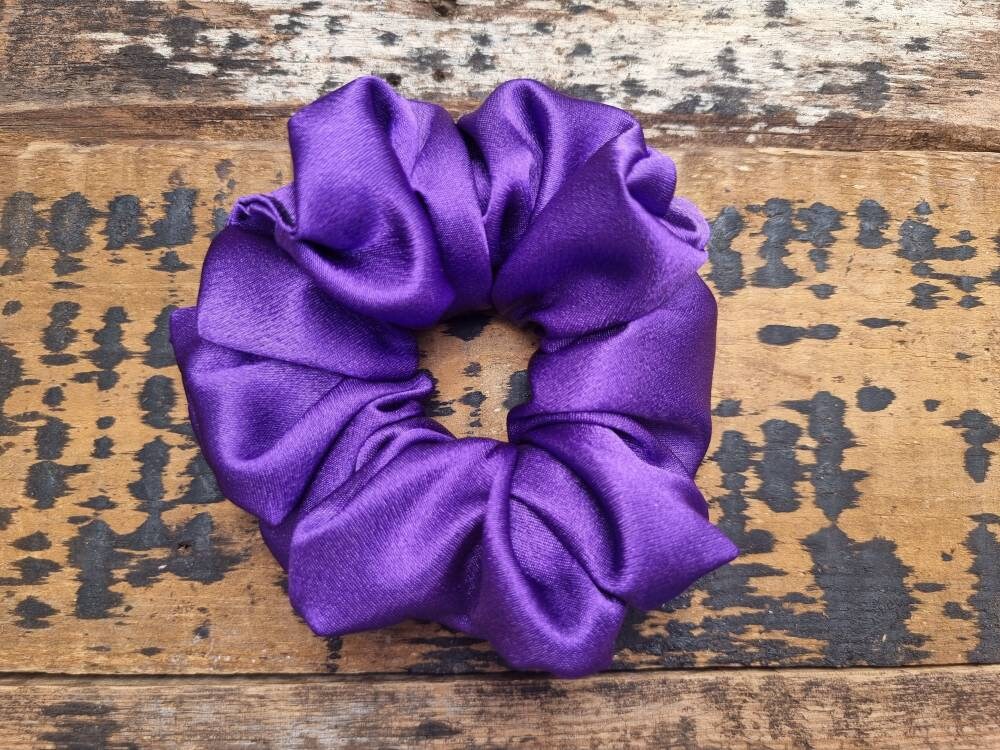 Royal Purple Crepe Satin Scrunchie | Hair Tie