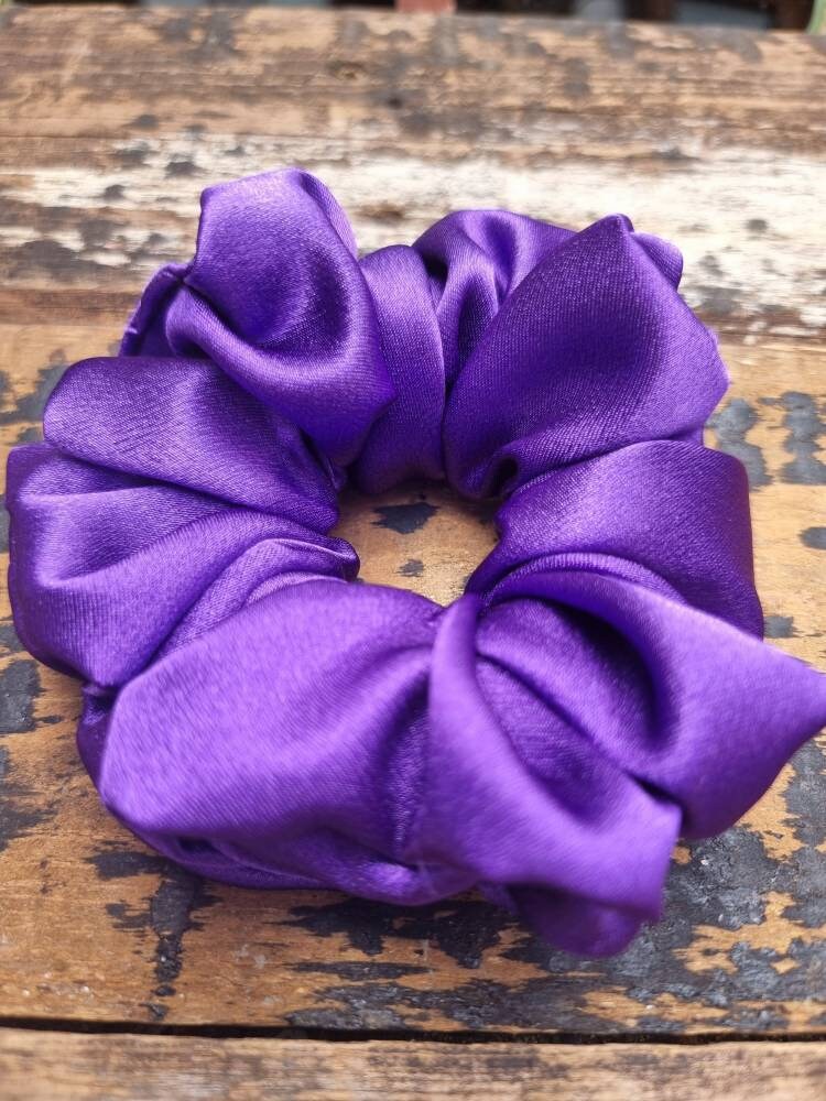 Royal Purple Crepe Satin Scrunchie | Hair Tie