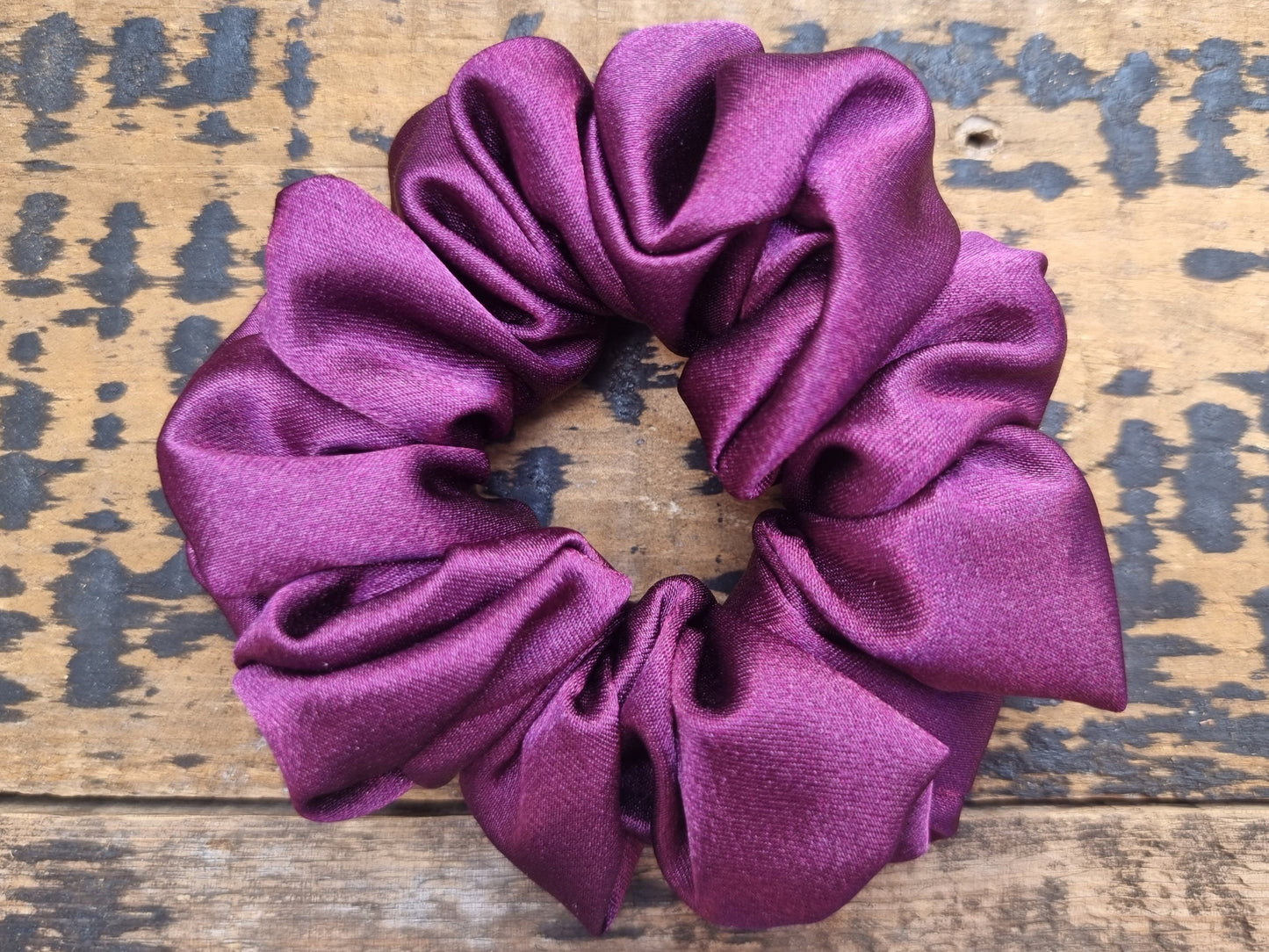 Aubergine Crepe Satin Scrunchie