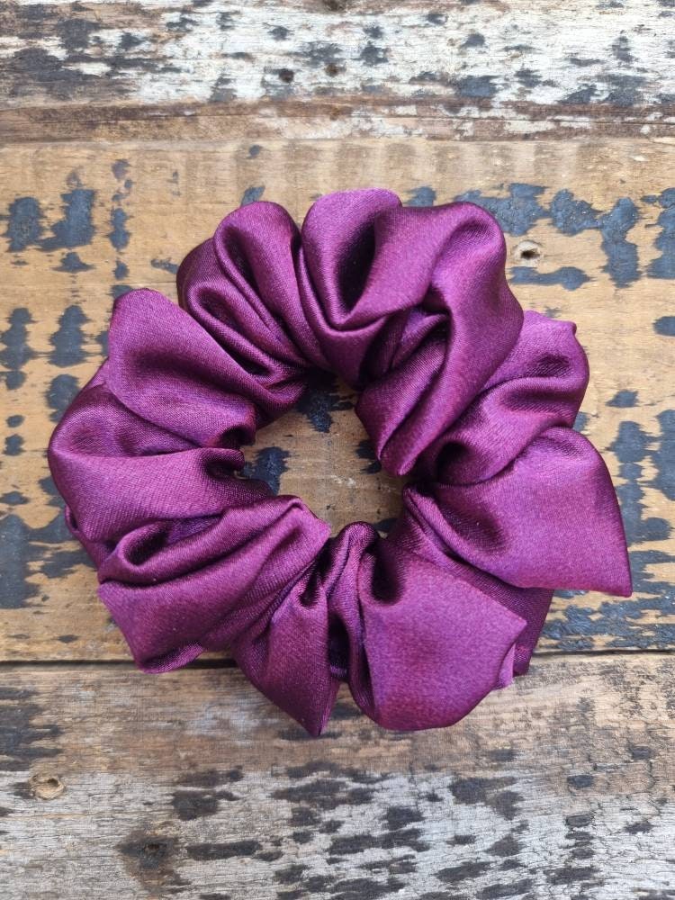 Aubergine Crepe Satin Scrunchie