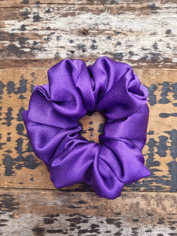 Royal Purple Crepe Satin Scrunchie | Hair Tie