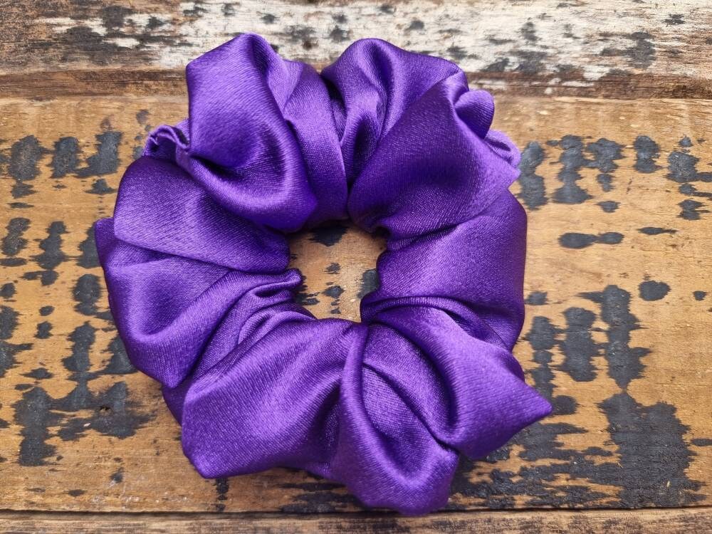 Royal Purple Crepe Satin Scrunchie | Hair Tie